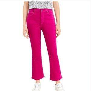 LOFT Kick Crop Fuchsia Pink Raw Hem Stretch Denim Jeans Size 28/6